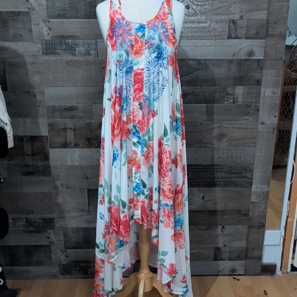 Vibrant Floral Sleeveless Maxi Dress